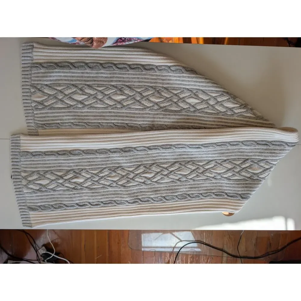 NWT Rag & Bone New York Cable Knit Scarf 100% Wool Ivory Gray $250 MSRP